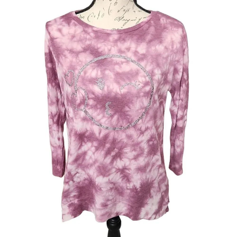 Justice Glitter Winky Face Tie Dye Shirt